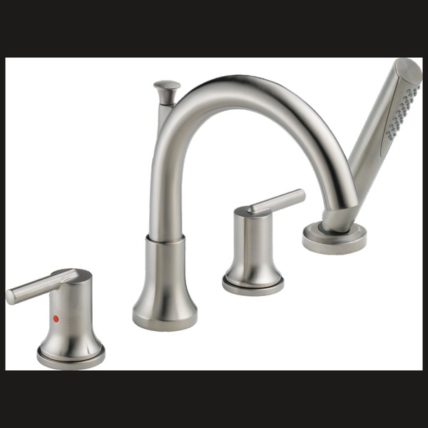 Delta 4-hole 8-16" installation Hole Deck-Mount with Diverter Tub Filler Faucet, Stainless T4759-SS